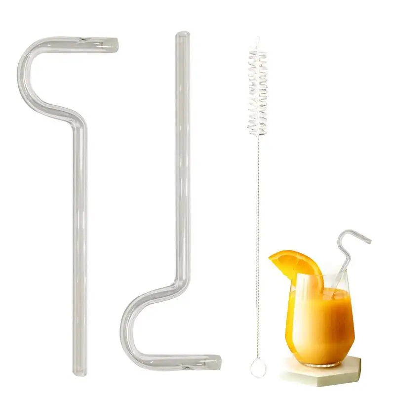 

Straw Reusable Drinking Glass Straws With Flute Style 2 Pcs High Borosilicate Straw With Straw Brush For Beverages Glass