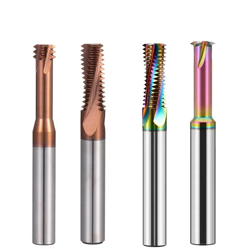 Твердосплавная фреза с одной зубчатой резьбой с ЧПУ 1 3 Полный зуб M1.2 M1.6 M2 M2.5 M3 M4 M5 M6 M8 M10 M12 Фрезерная резьба по стали