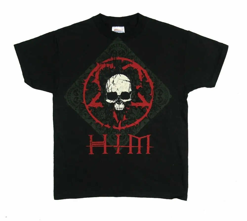 

HIM Odva Skull Heartagram Diamond Youth Black T Shirt NEW.