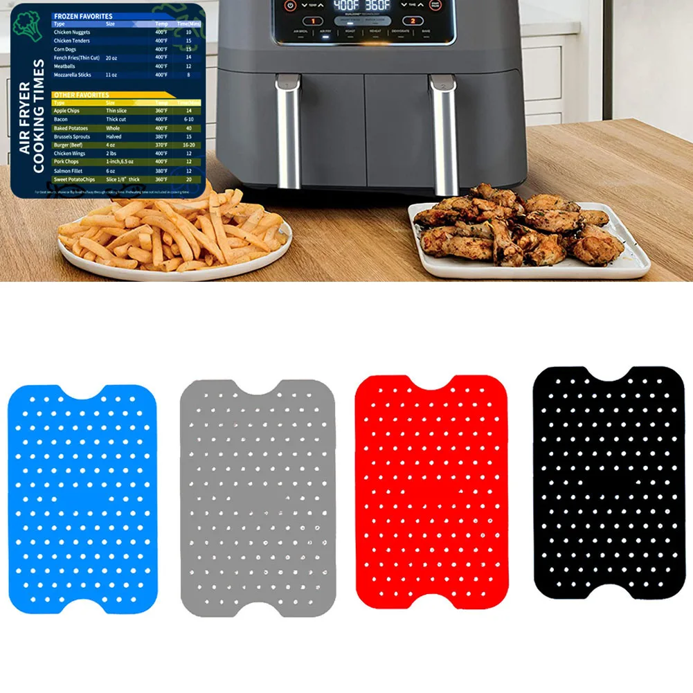 

4pcs Air Fryer Mat Silicone Mat Pad Waterproof Oil-Proof Non-stick For Ninja-Foodi Dual Air Fryer Accessories 20*13*0.2cm