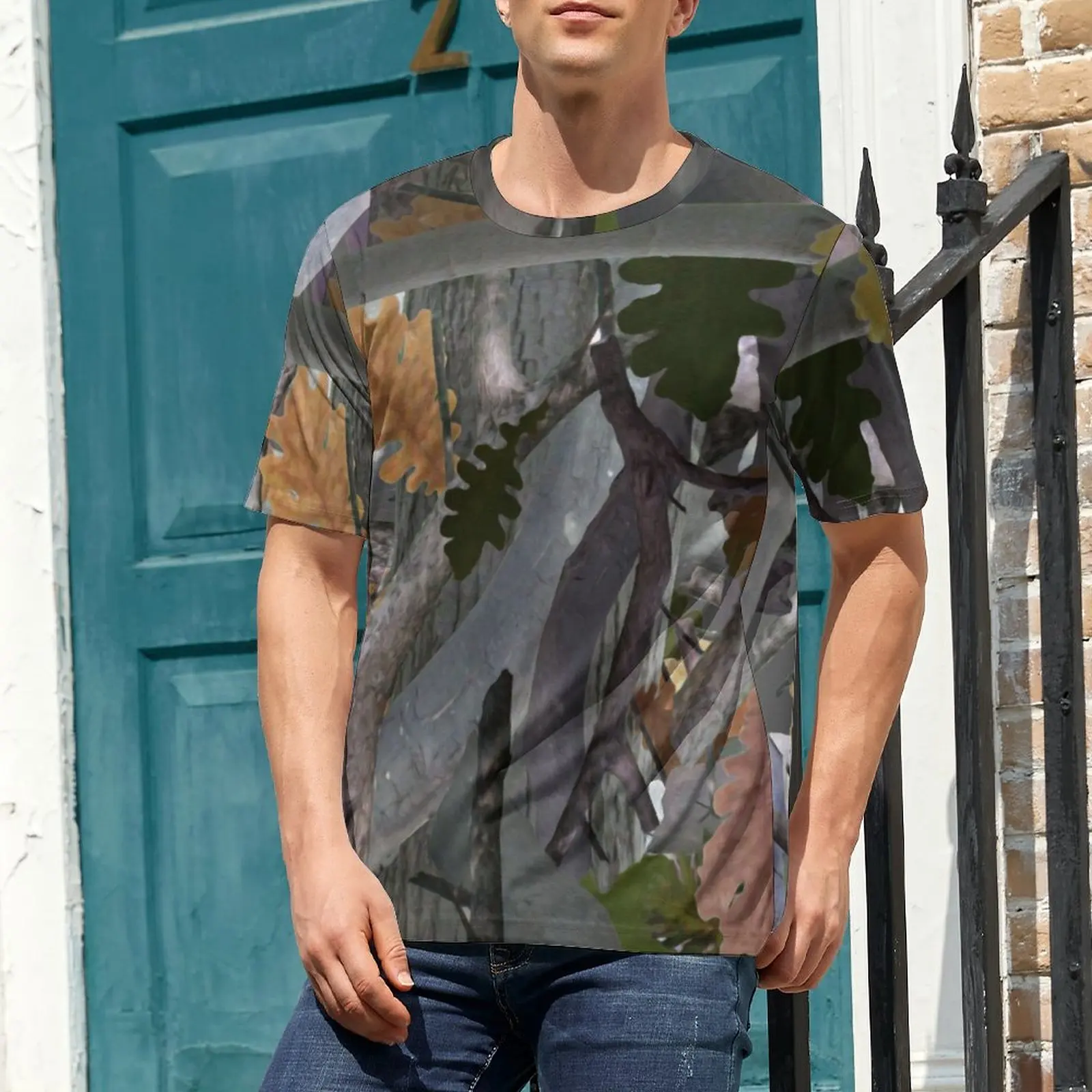 

Golf Wear Men Gifts Short Sleeve Round Collar Printed Casual Stylish Seaside Street 100% Cotton Daily Fashion Summer Crew Neck