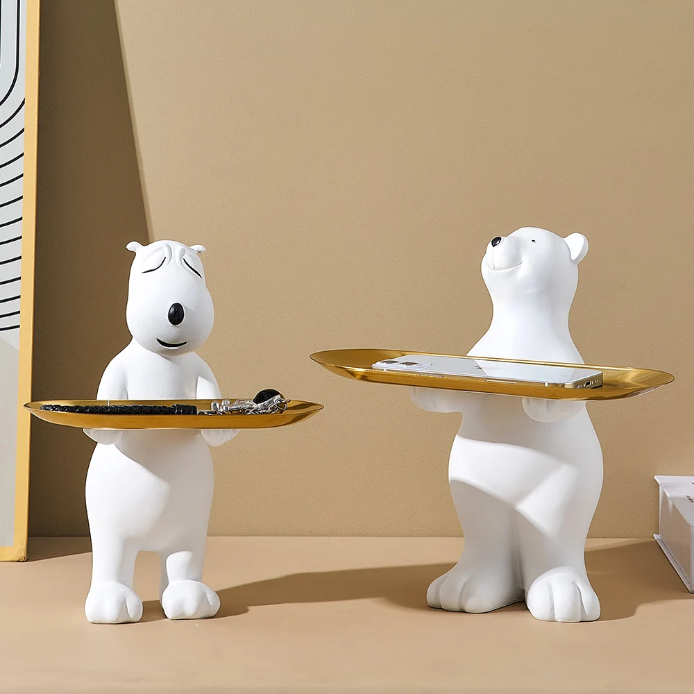 Статуя полярного медведя из каучука в скандинавском стиле поднос для фруктов