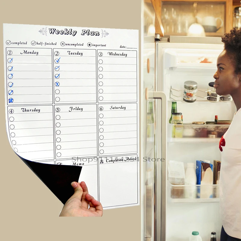 

Magnetic Weekly Monthly Planner BoardCalendar Table Dry Erasable Whiteboard Fridge Magnetic Daily Message Drawing Bulletin Board