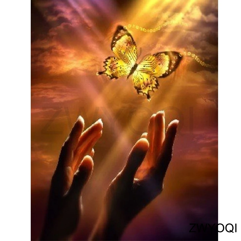 

Полноразмерная Алмазная вышивка, вышивка крестиком, Бабочка, «сделай сам», алмазная картина «Солнечный свет», полная круглая Алмазная моза...