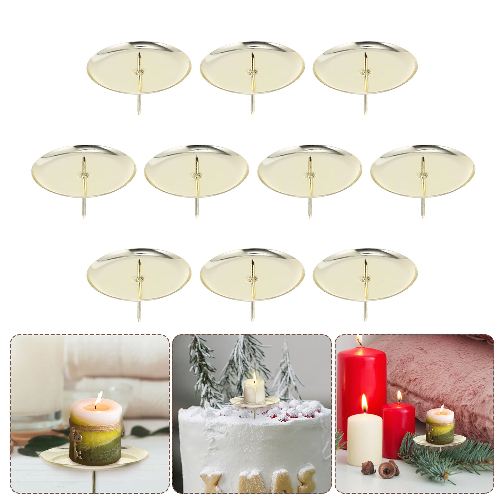 

Holder Holders Plate Pillar Metal Candlestick Stand Iron Fixing Round Tray Tealight Simple Wreath Stick Decor Diy Taper