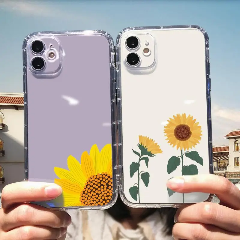 

Sunflower Painting Transparent Case For iPhone 12 Pro X Xr Xs SE 2020 8 Plus 7 7P 11 12 13 Max Pro Mini 6 6s Im35 Taser PU