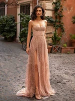 2022 sexy spaghetti straps prom dresses high slit formal party dress for women off the shoulder evening dresses