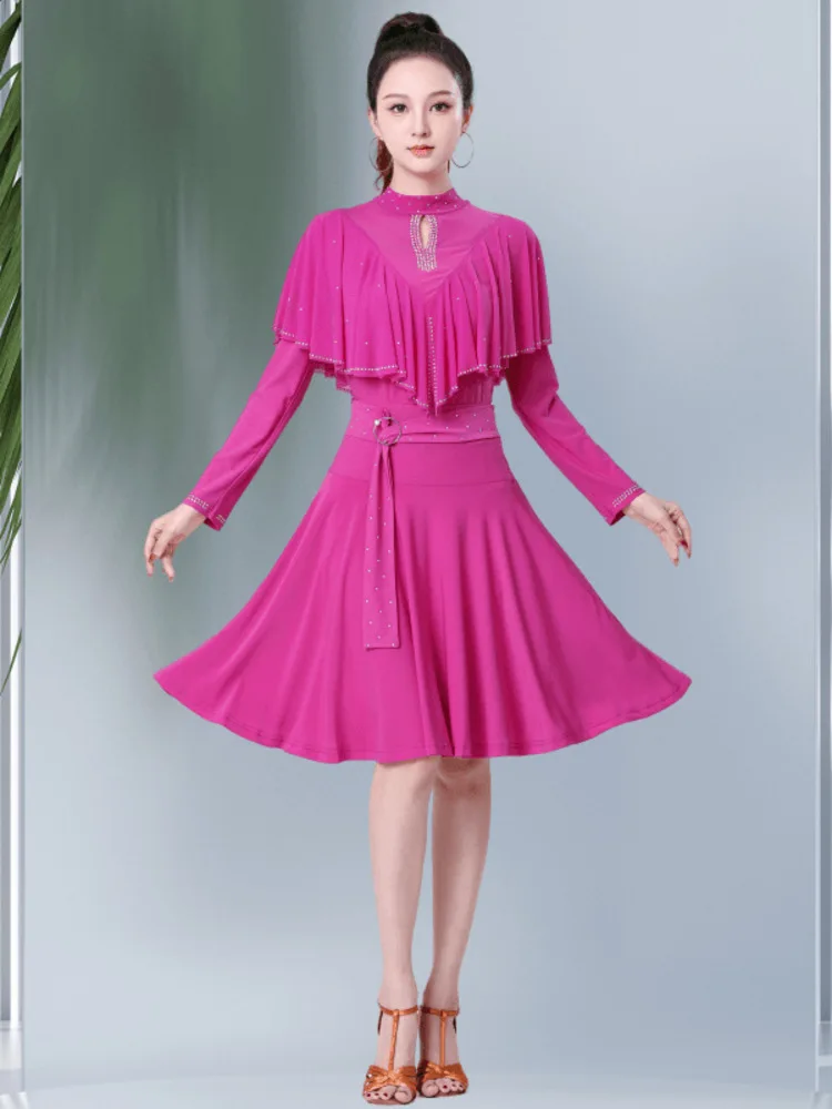 Женская юбка для бальных танцев Однотонная с завышенной талией