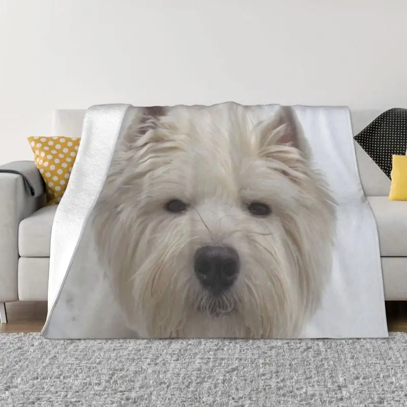 

Cute Westie Dog Blankets Warm Flannel West Highland White Terrier Puppy Throw Blanket for Bedding Couch Quilt