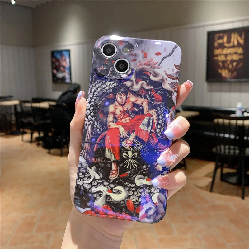 

Bandai Anime One Piece Luffy Phone Cases For IPhone 13 12 11 Pro Max XR XS MAX 8 X 7 SE Blu-ray Silicone Anti-drop Men Cover