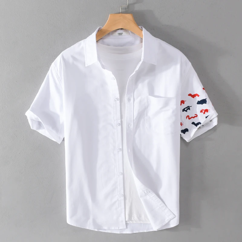

New Designer Embroidery Short Sleeve Casual Cotton Brand Shirts For Men Fashion Tops Clothing Camisa Masculina Drop Shipping