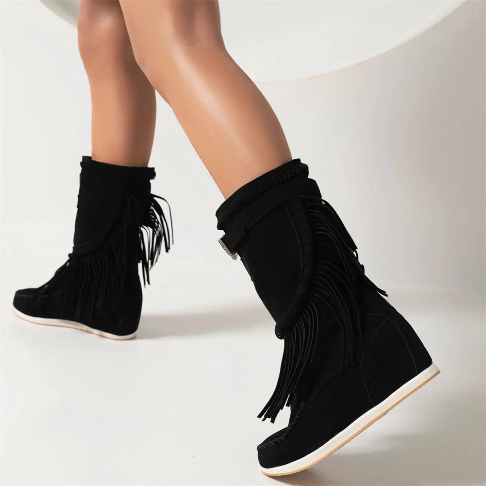 DORATASIA Big Size 34-43 Brand New Ladies Fringe Boots Fashion Height Increasing women's Boots Casual Platform Shoes Woman