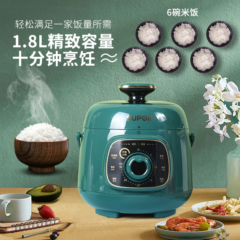 

SUPOR Electric Pressure Cooker 1.8L Rice Cooker Quick Cooking Smart Pressure Cooker Mini 1-3 People Home Kitchen Appliance