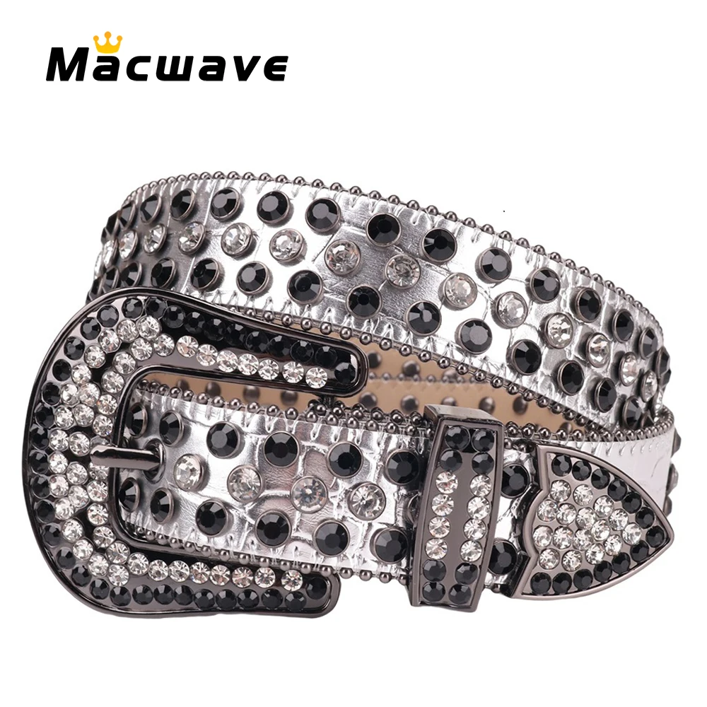 Western Rhinestone Metal Belts Fashion Luxury designer brand Studded Belt for Men Cowgirl Cowboy Cinto Diamante ремень женский