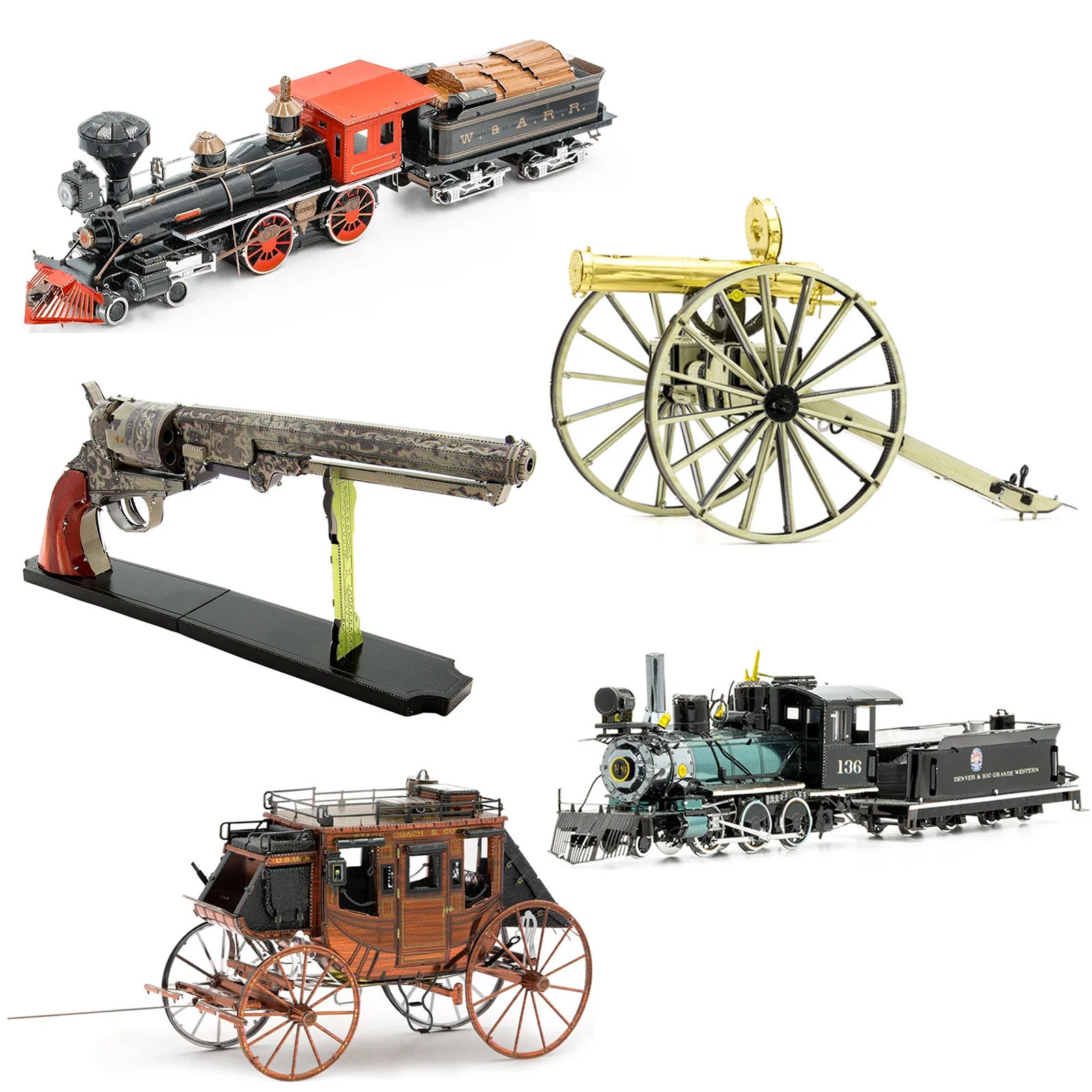 

Metal 3D Puzzle Colorful DIY Aipin Gunslinger Carriage Revolver Gatlin Collection Ornaments Model Kids Present Birthday Gift