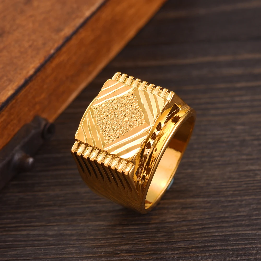 

Peace Nicely Classic Women Mid-East Dubai Arab Wedding Jewelry Gift Ethnic 24K Gold Plated Big Yarn-cuttingFingger Ring