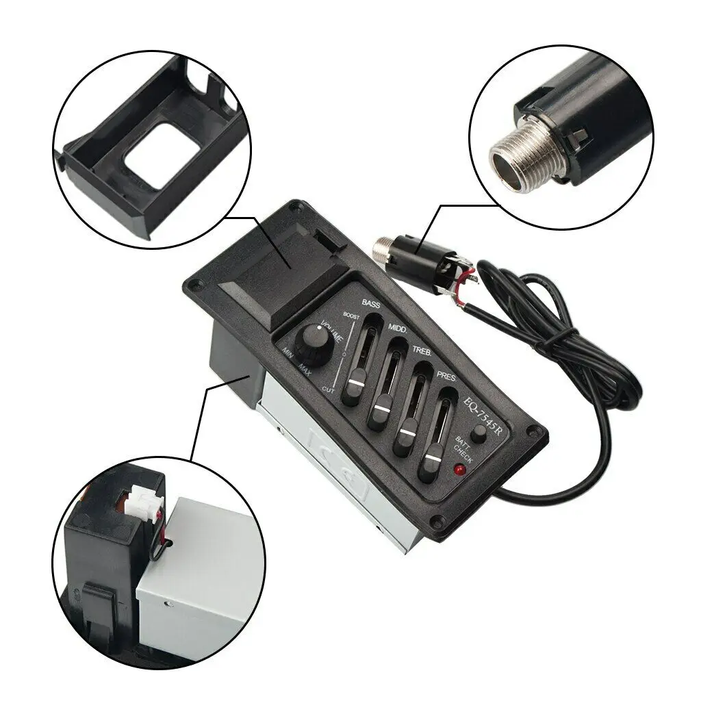 4-полосный предусилитель для акустической гитары усилитель эквалайзера