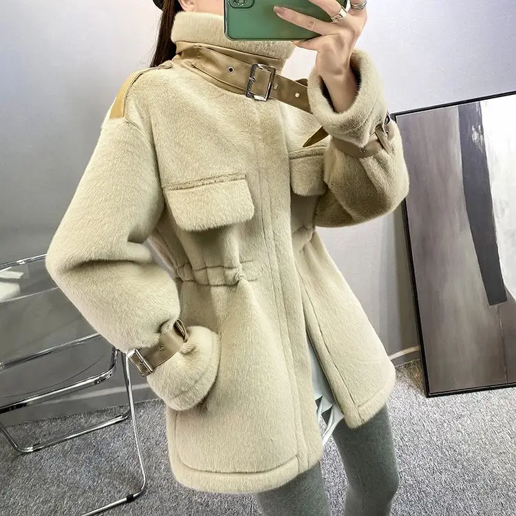 women fur coat belt Autumn Winter Fashion Faux Fur Coat Female Casual Loose Jacket Ladies Thick Warm Outerwear Elegant Overcoats