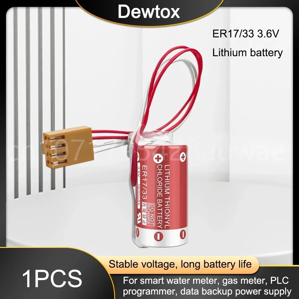 1PCS 3.6V 1600mAh C500-BAT08 3G2A9-BAT08 ER17/33 for Omron CNC PLC Servo Motor Batteries with Plug