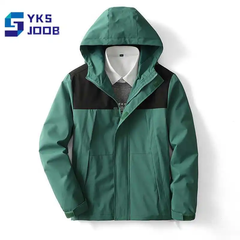 

Men Casual Hooded Jacket Patchwork Loose Windproof Waterproof Wear-Resistant Coats Spring Autumn Fashion Outdoor Hiking Jackets
