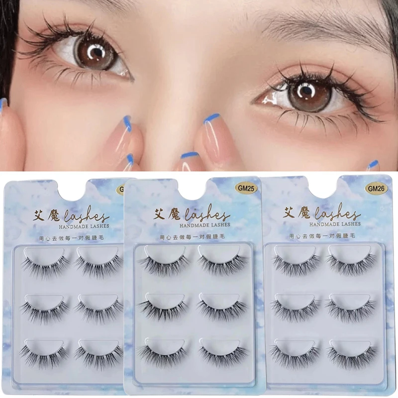 

Lash Extension Invisible Band Soft 3D Faux Mink Transparent Root Natural Fairy Cross Cluster False Eyelashes Daily Eye Makeup