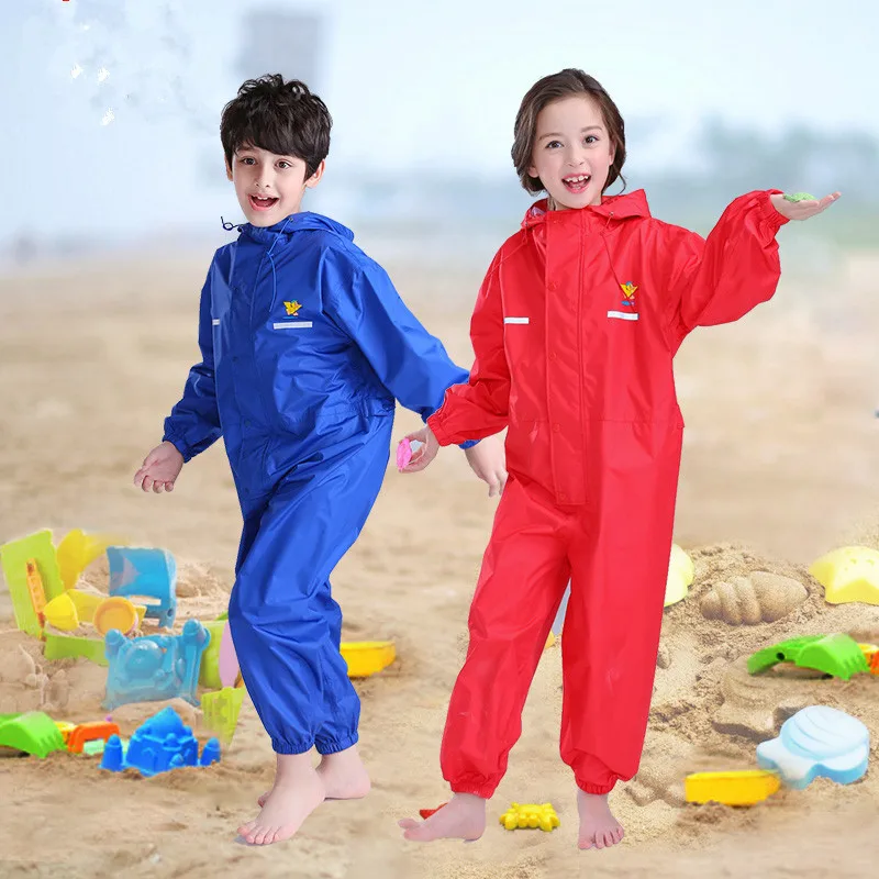 Kids Rain Hooded Poncho Pant Thick Cartoon Rain Jumpsuit Lightweight Waterproof Poncho Children'S Raincoat Outdoor Travel Cloak