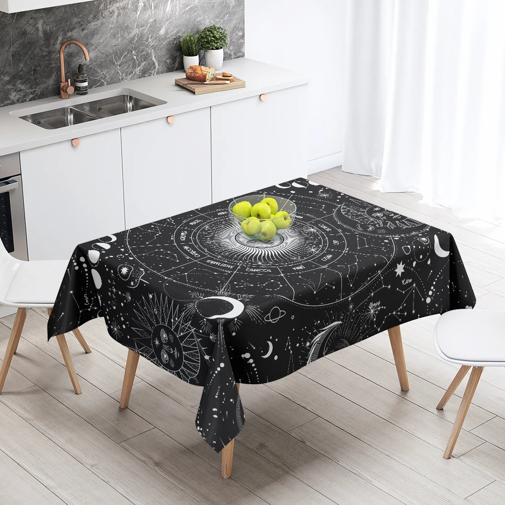 

Белая, черная, солнце, луна, мандала, коллекция, водонепроницаемая скатерть с принтом, коврик для пикника, Прямоугольная Скатерть для свадьб...