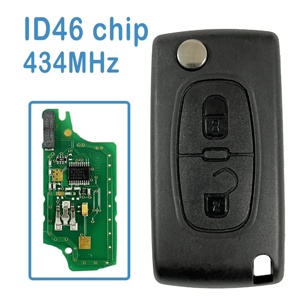 

2 шт./партия оригинальный автомобильный смарт-пульт дистанционного управления FSK 434 МГц 2B ID46 чип для замены автомобильного ключа для Peugeot 307 2011-2013