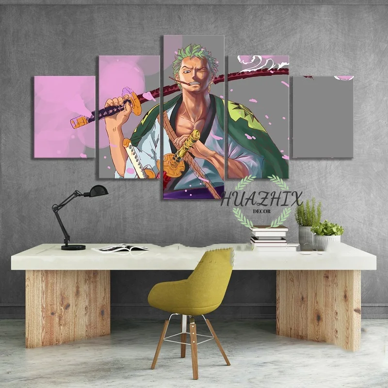 

Modular Zoro Anime 5 Set Canvas Painting Home Decor Cartoon Pictures Modern Printed Poster for Living Room Wall Art Decoration