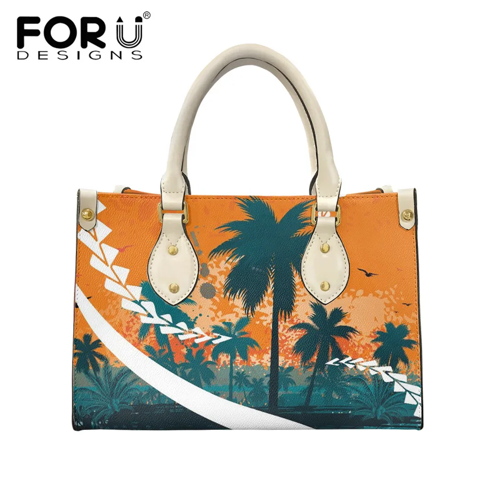 

FORUDESIGNS Hawaiian Palm Tree Pattern Casual Ladies Messenger Bag Women's Party Handbag Youth Girls Luxury Leather Tote Bags