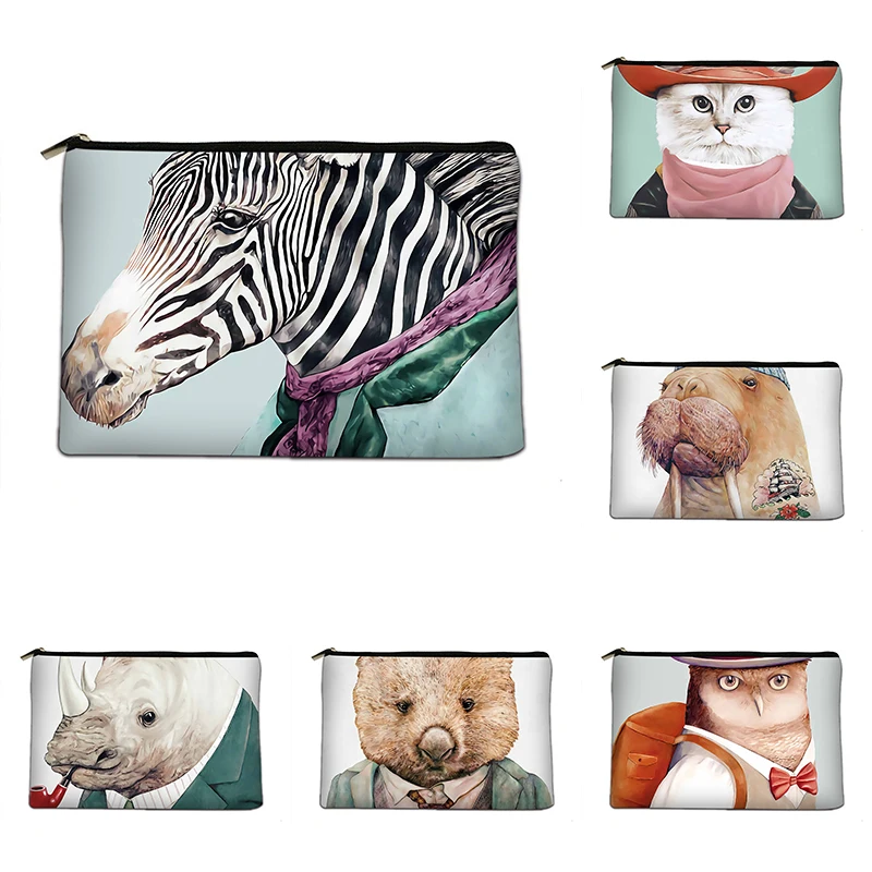 

Gentleman Animal Ladies Cosmetic Bag Canvas Toiletry Organizer Organizer Bag Bridesmaid Gift Travel Portable Handbag