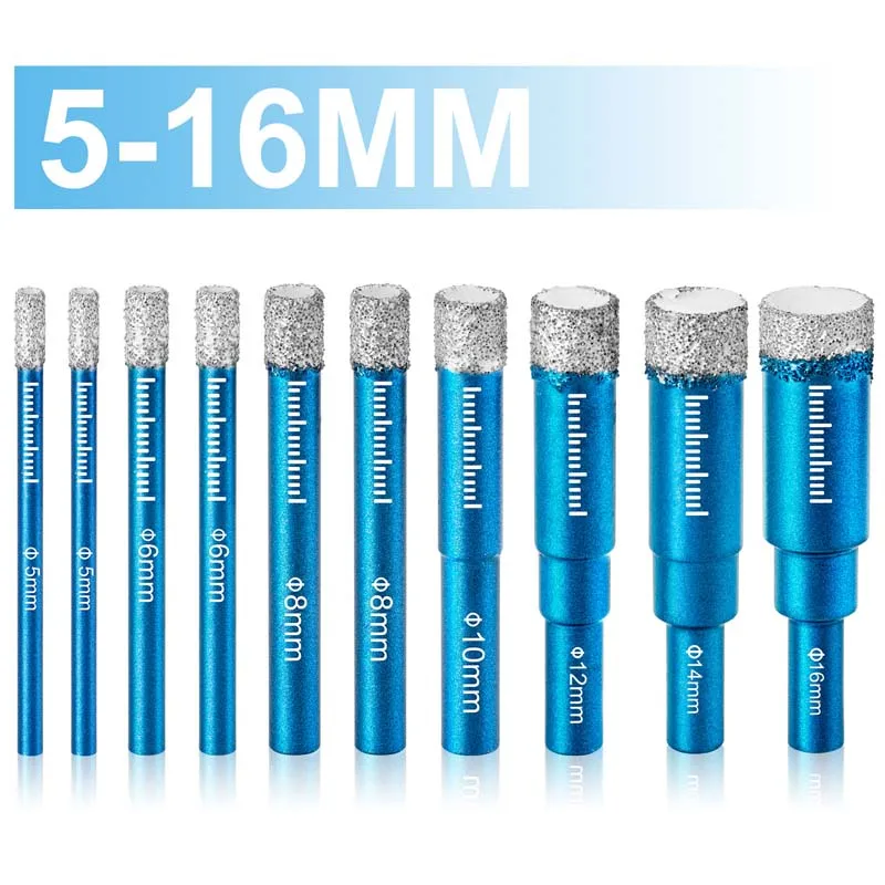 

Dry Diamond Coated Bit Tile Marble Ceramic Hole Saw Brazed Dry Ceramic Tile Drill Bit with Integrated Lubricant round handle