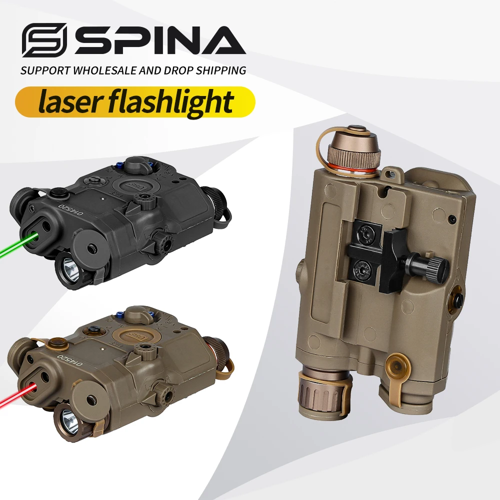SPINA Two-In-One Laser Flashlight LED Light Red/Green Laser Red Dot Sight Pressure Switch Outdoor Detection Belt Quick Release