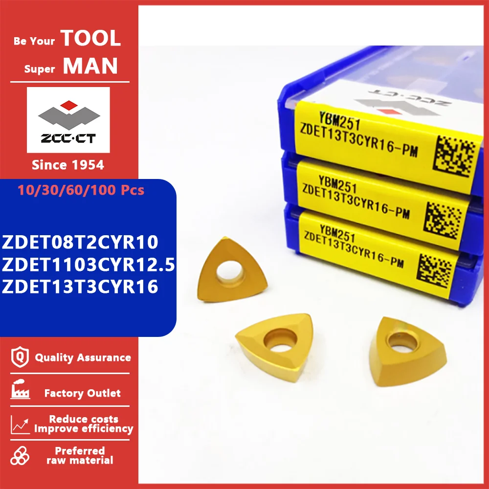 

ZCCCT ZDET08T2CYR10 ZDET1103CYR12.5 ZDET13T3CYR16 ZDET 08T2CYR10 1103CYR12.5 13T3CYR16 PM Carbide Inserts For Steel