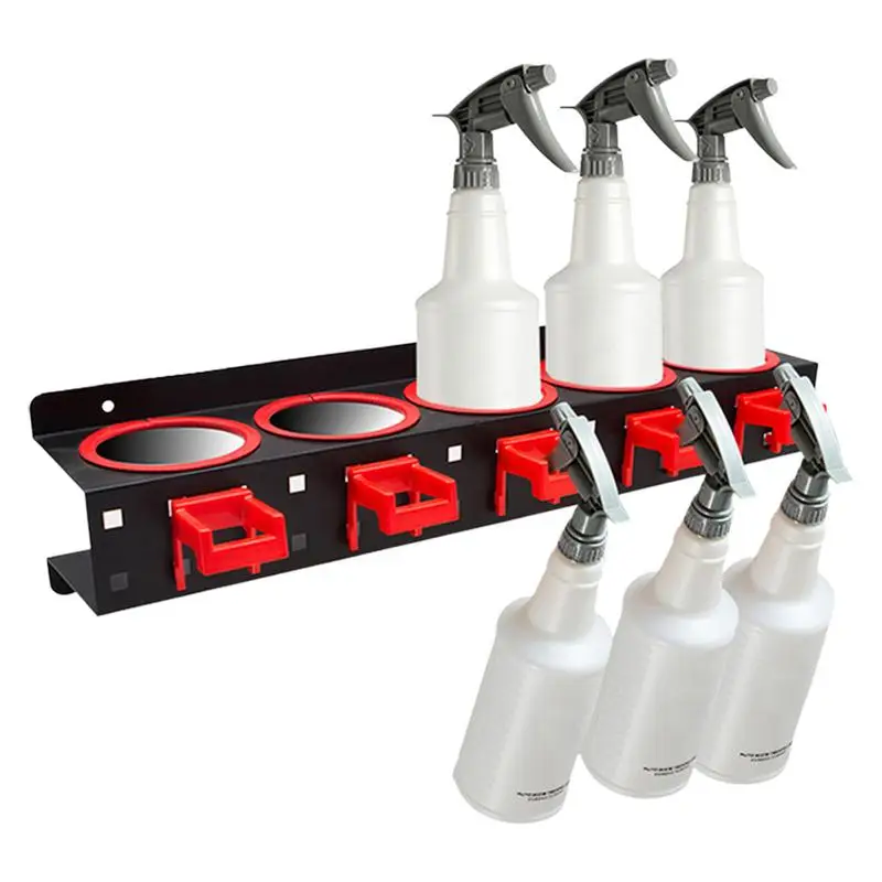 Spray Bottle Rack Holder Auto Cleaning Detailing Tools Storage Wear-Resistant Metal Watering Can Rack Garage Organizer Wall