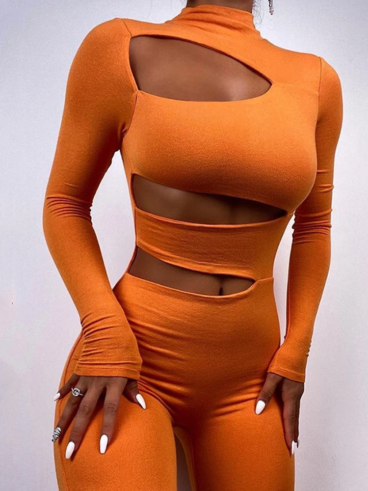 

SALSPOR Seamless Yoga Suit Women O Neck Black Jumpsuit Long Sleeve Sport Set Hollow Out Sexy 1 One Piece Running Outfits