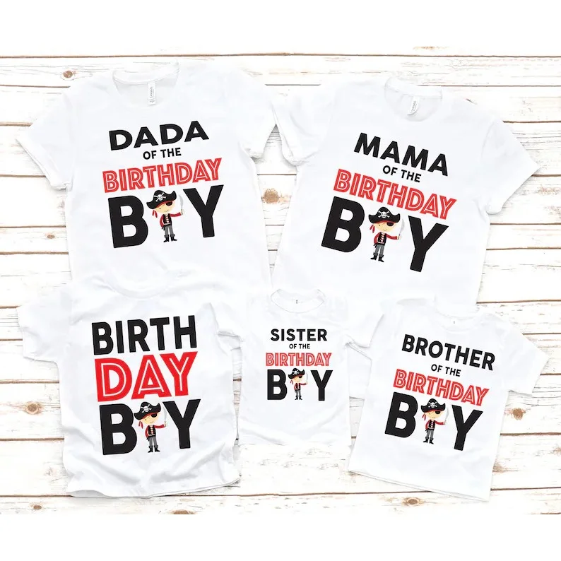 Семейная одежда для матери и ребенка, одежда для мальчиков на день рождения с пиратом, модная футболка с принтом папы, мамы, брата, сестры, летние комплекты для отдыха