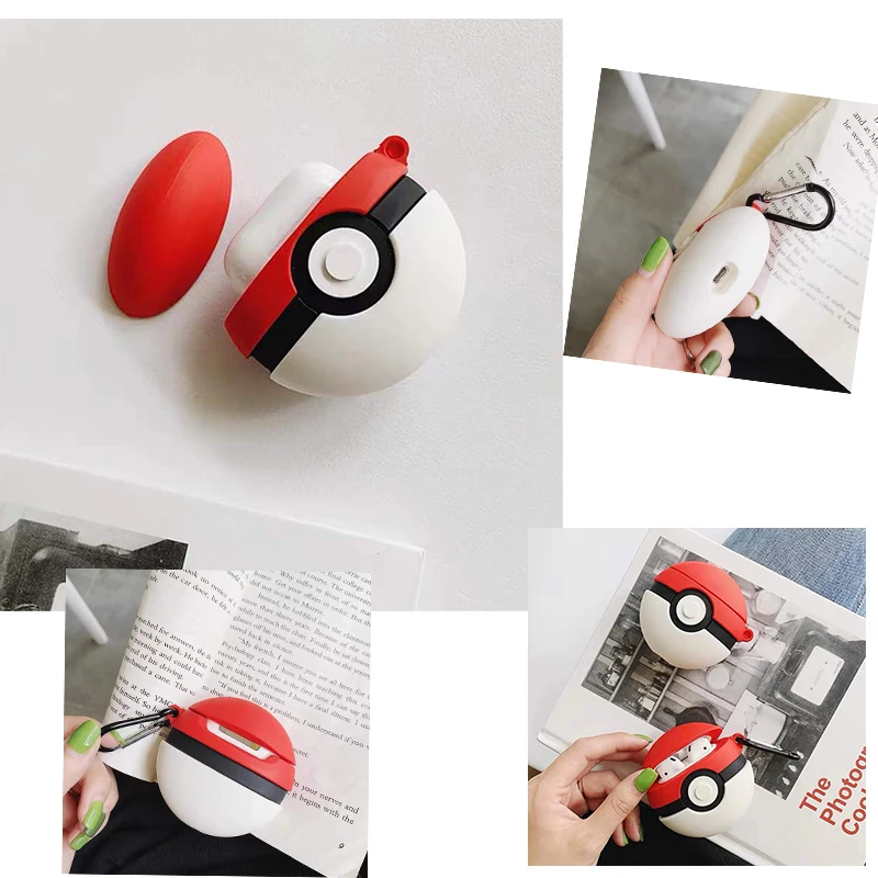 

Pokmon Anime Cartoon Pokeball Airpods 1/2/3 /pro Silicone Earphone Case Apple Bluetooth Earphone Case Air Pods Charging Box Bag