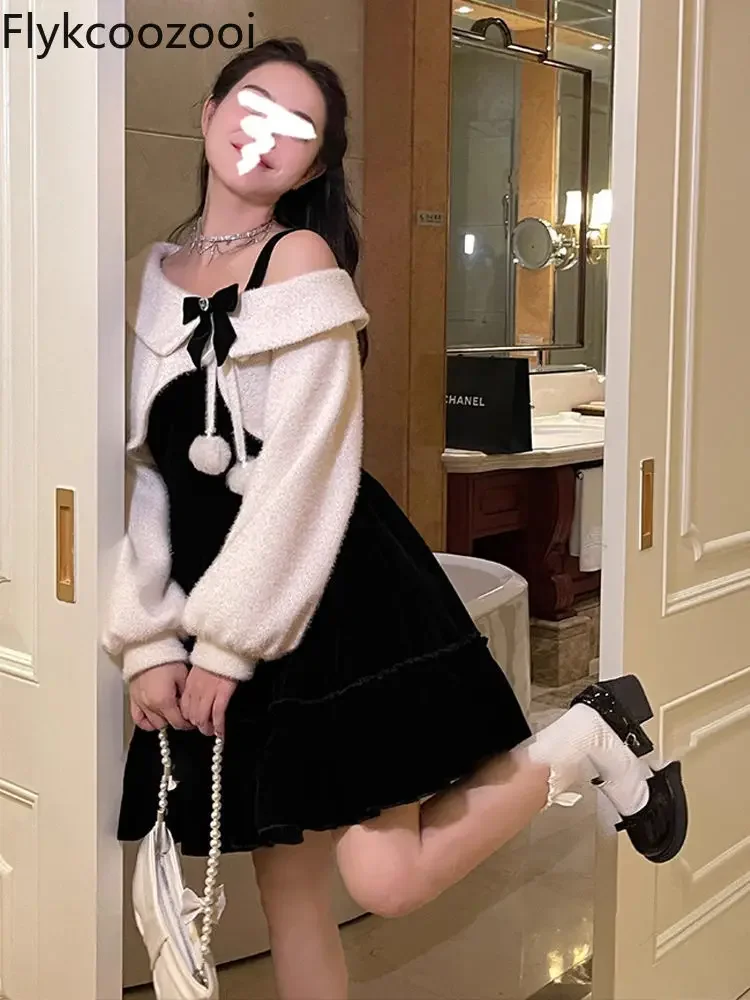 Conjunto Femenino элитное платье принцессы костюм для женщин осенне-зимняя шаль с бантом