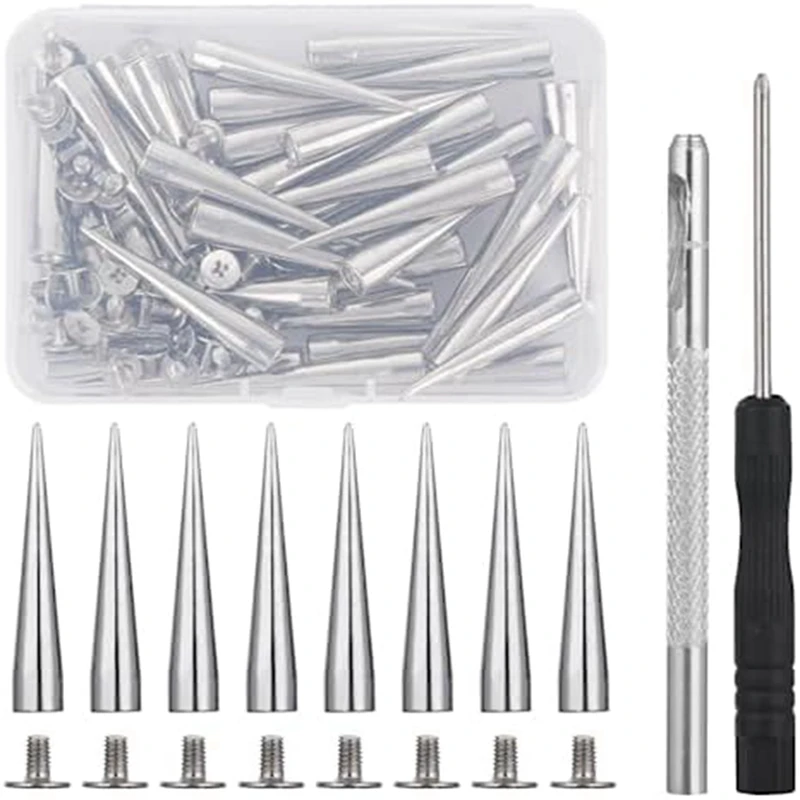

Clothing Pointers Various Sizes Tapered Tips + Punk Rivets Studs Rivets, DIY Silver Metal Tips Crafts