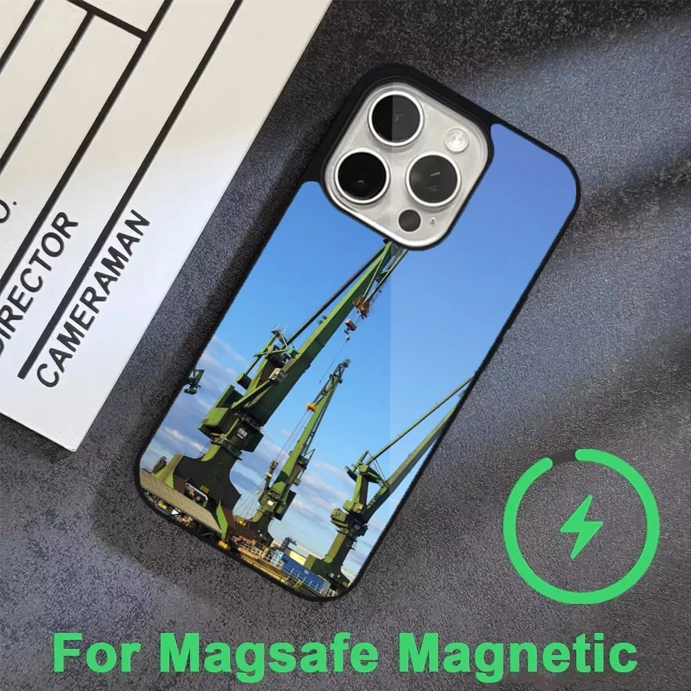 Чехол для телефона D-derrick с подъемным краном iPhone 16 15 14 13 12 11 Pro Max Plus Mini Magsafe Магнитный