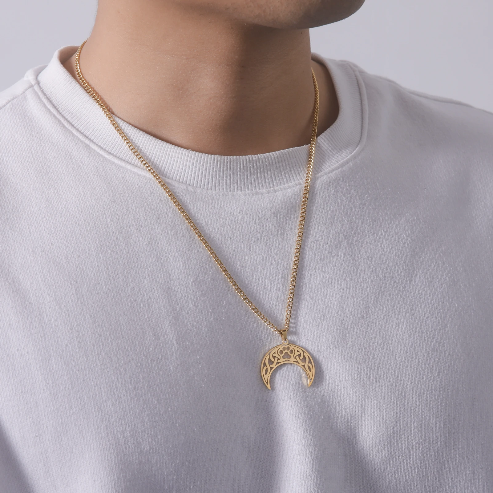 LIKGREAT модные подвески в виде кельтского полумесяца ожерелья из нержавеющей стали