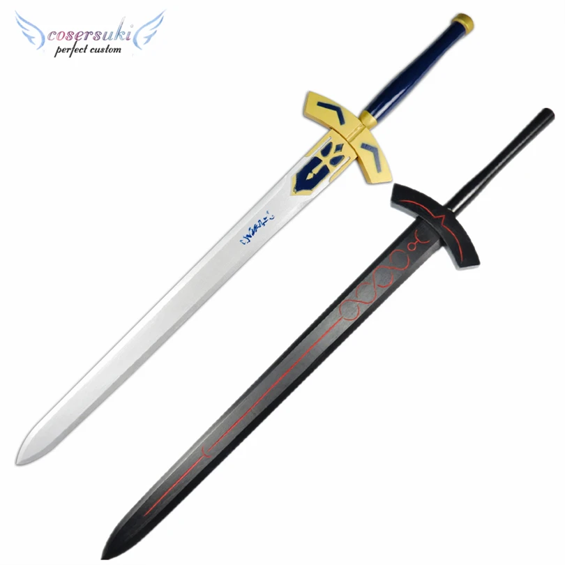 Fate Stay Night Arthur Pendragon Saber White Black Excalibur Sword Cosplay Prop Wooden 114CM Weapon