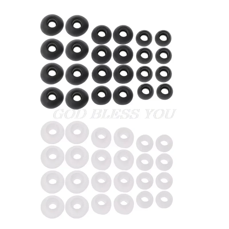 

2023New 12 Pairs(S/M/L) Soft Black Silicone Replacement Eartips Earbuds Cushions Ear pads Covers For Earphone Headphone Drop Shi