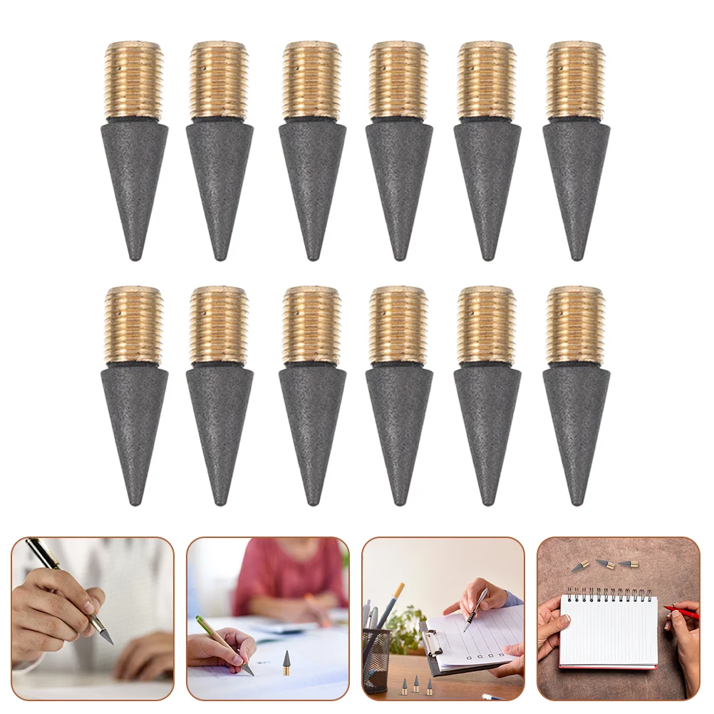 

12 Pcs Metal Replacement Tip Replaceable Heads Kids Everlasting School Stationery Writing Tips Replacements Student Pencils