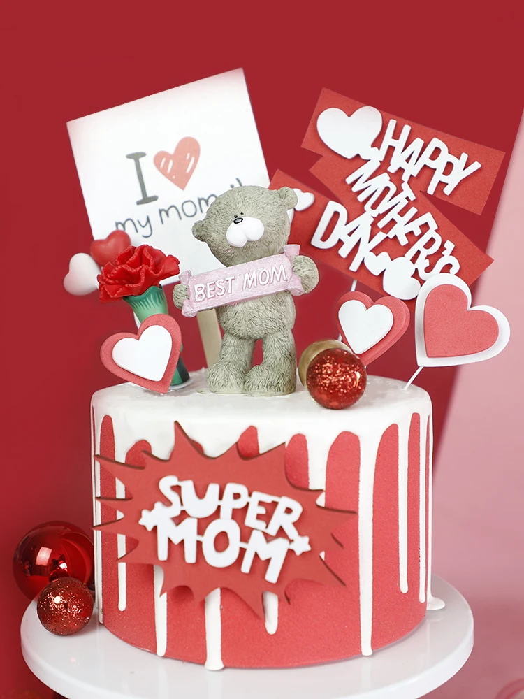 Аксессуары для украшения в виде порошка, медведя, куклы, подарок на день матери, десерт, цветок Heaert, Свадебные товары для выпечки