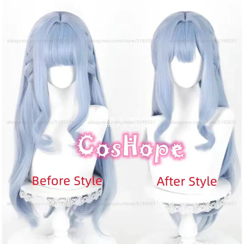 Togawa Sakiko Косплей Парик 84 см Длинный Прямой Серебристо-Синий Аниме Термостойкие
