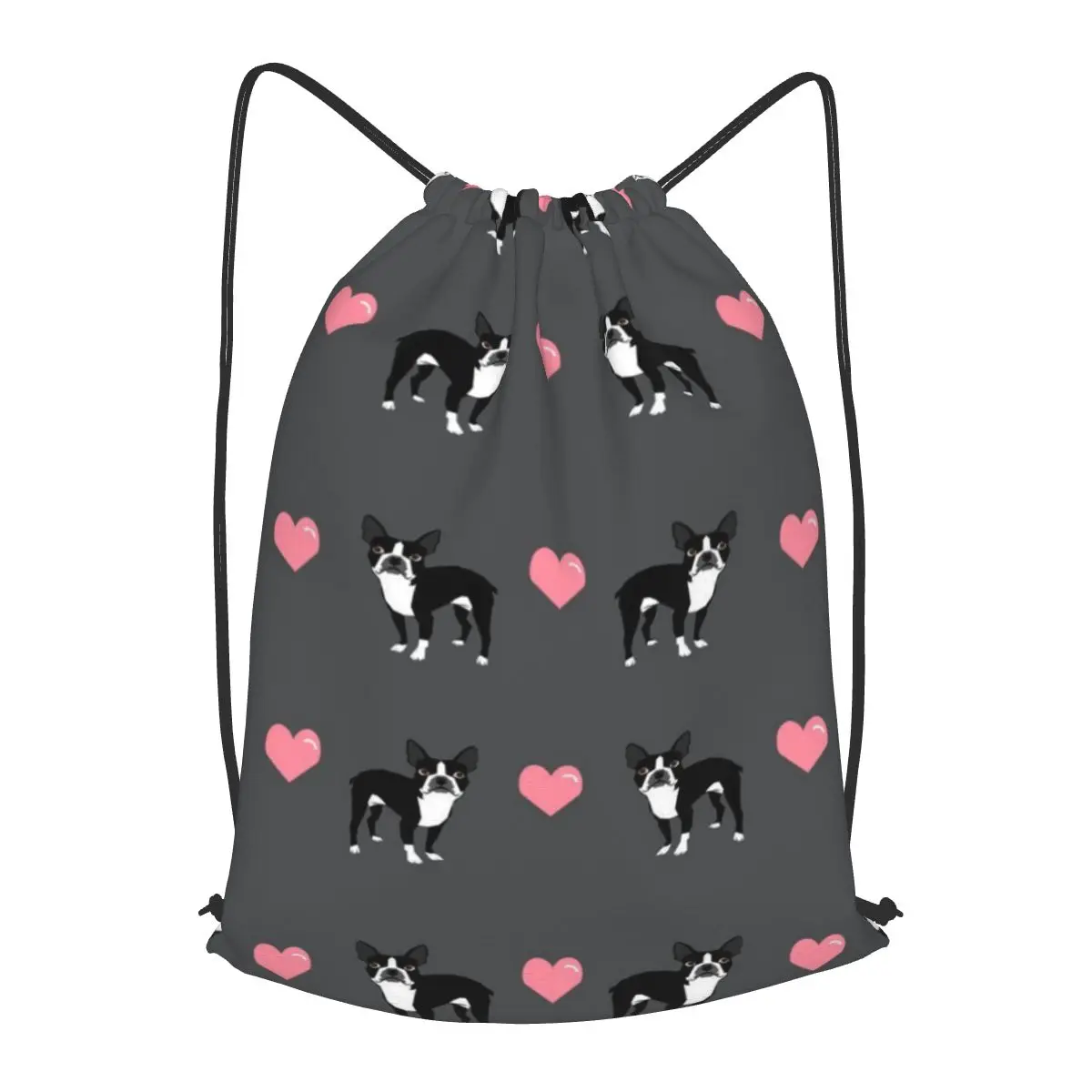 

Рюкзак Boston Terrier на шнурке с сердечками для мужчин, спортивная сумка для тренажерного зала, фитнеса, рюкзак в комплекте, рюкзак для йоги для женщин