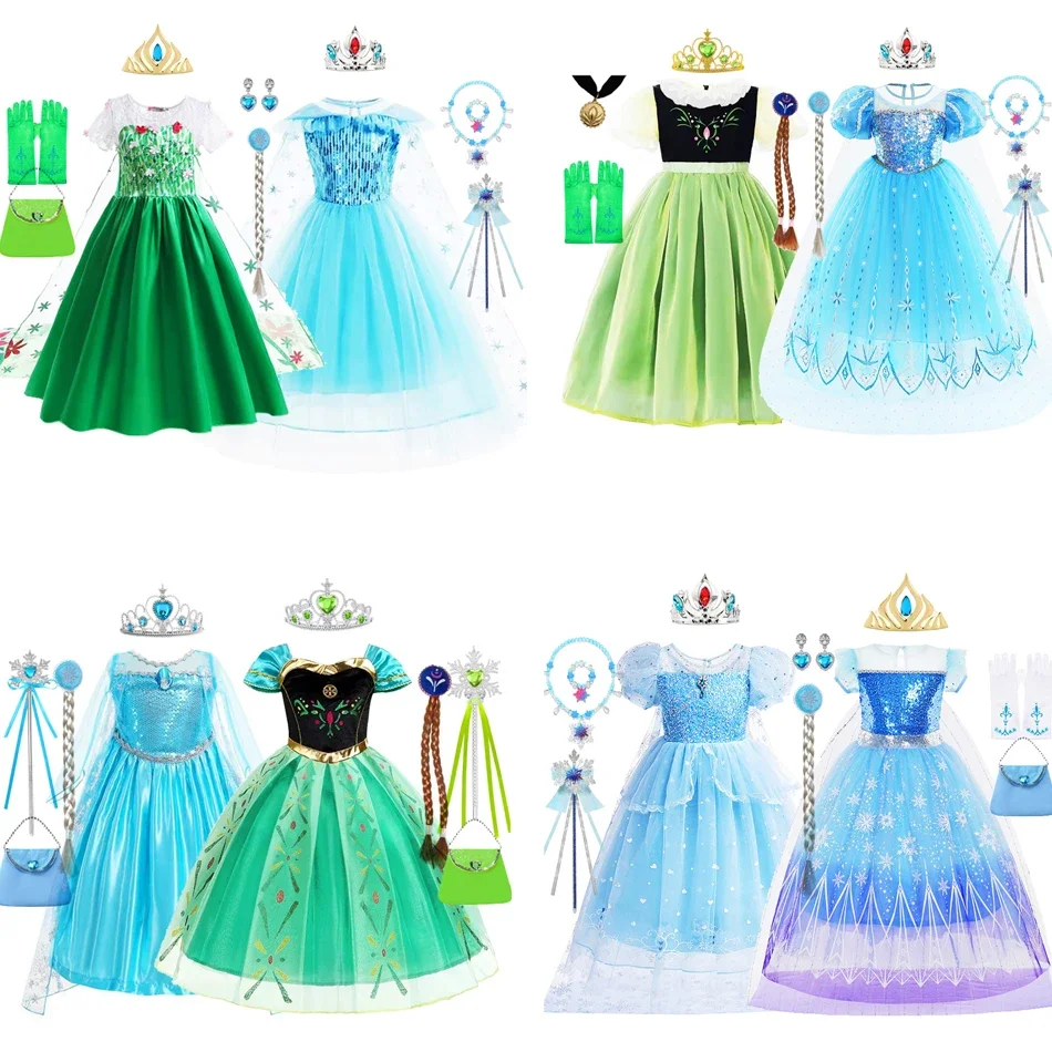Elsa Dress for Girl Fancy Christmas Girls Princess Halloween Anna Costume 4 5 6 7 8 9 10 Years