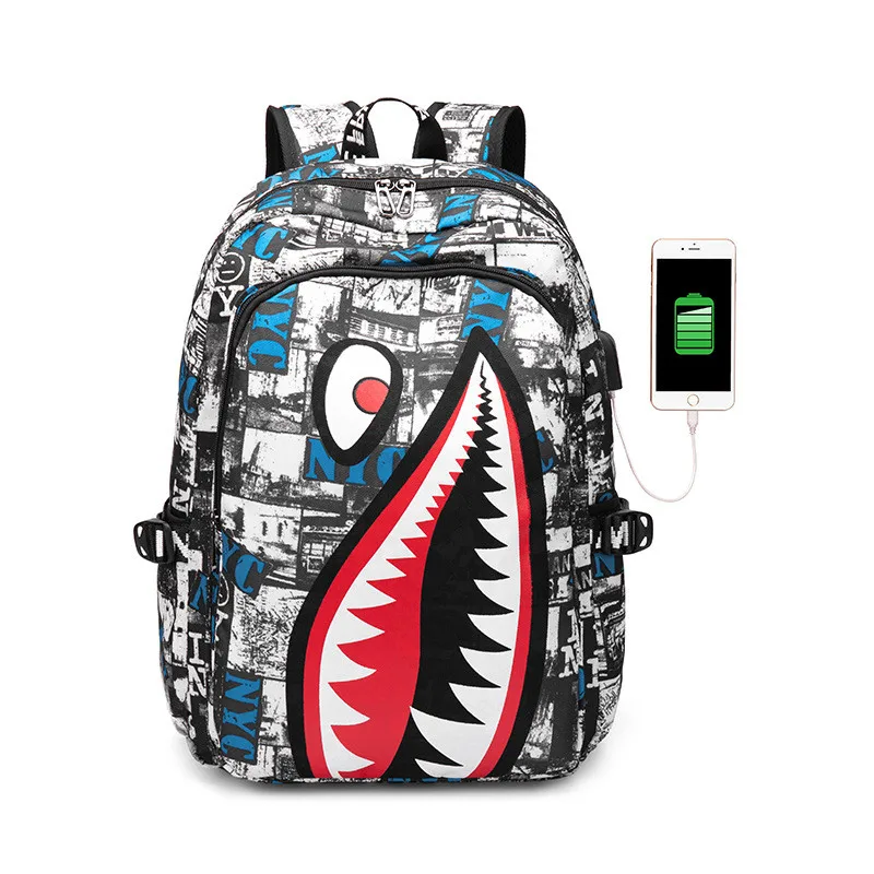 

New Shark printing School Bags Children Backpack for teen Boys Girls leisure Travel Bagpack Women Backpacks mochilas escolar